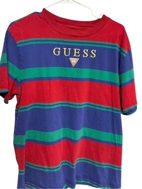 90s VTG GUESS Striped Logo Tee